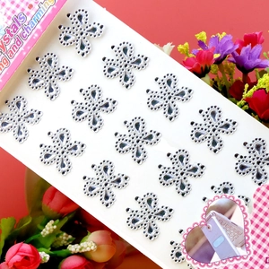 Self-adhesive silver acrylic lucky clover rhinestone stickers for DIY craft decoration