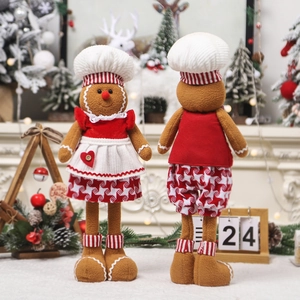 Cute telescopic gingerbread man plush dolls for Christmas window and home decoration