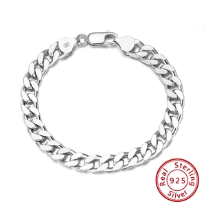 925 Sterling Silver Cuban Link Bracelet For Men Women Minimalist Polished Hip Hop Geometric Chain Bracelet Fashion Jewelry Gift