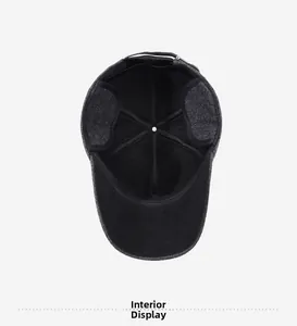 Detailed view of the warm interior lining and ear protection on the winter baseball cap