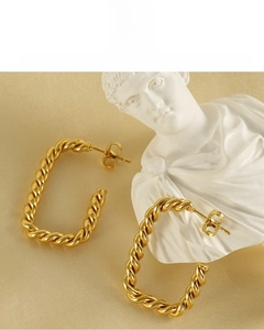 Boucles d'oreilles créoles torsadées carrées en or 18K, bijoux hypoallergéniques sans plomb