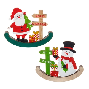 Figurines de Noël en bois culbuto avec Père Noël et Bonhomme de neige pour décoration