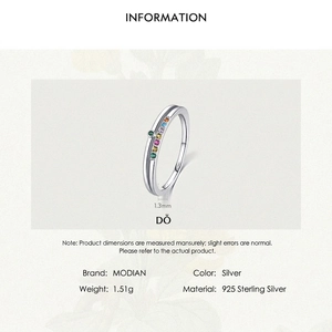 925 sterling silver hollow double-line ring with colorful rainbow gemstones