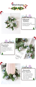 Detail of faux white berry wreath with internal wire core for flexible shaping and decor