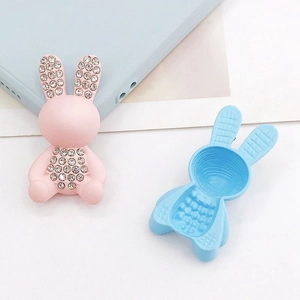 Accessori a forma di coniglio per cover cellulari e scarpe con strass e clip posteriore