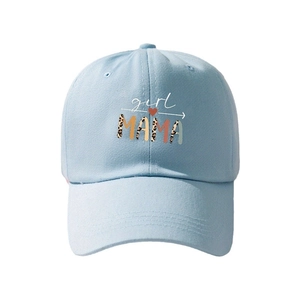 Berretto da baseball azzurro regolabile con stampa girl MAMA e corona morbida
