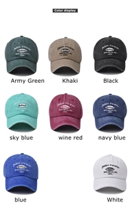 Grid view showing 8 colors of vintage washed cotton baseball caps with 1991 embroidery