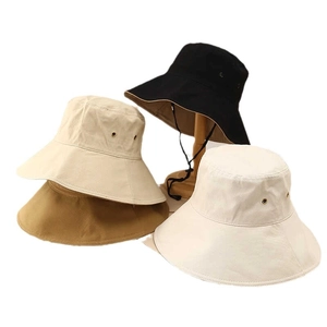 Outdoor wide brim sun hat for women with vent holes and windproof cord in multi colors