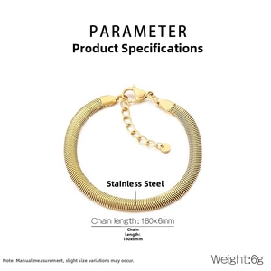 Dettaglio del bracciale a catena piatta in oro 6mm acciaio inox con specifiche misure