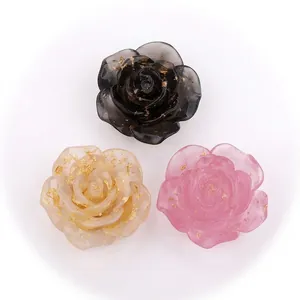 Rose Flower Charms Resin Gold Foil Embedded Transparent Colorful DIY Jewelry Making Craft Decoration Accessories