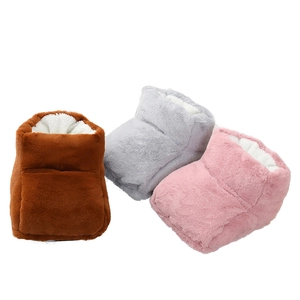 Plush faux rabbit fur foot warmer available in brown, grey, and pink soft colors