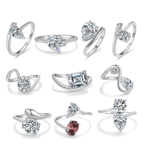 Elegant S925 sterling silver rings with colorful zircon stones in a professional grid view