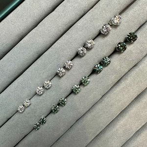 Classic S925 sterling silver moissanite stud earrings in white and emerald green