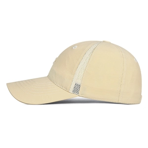 Khaki breathable mesh baseball cap with embroidery for outdoor running and sun protection