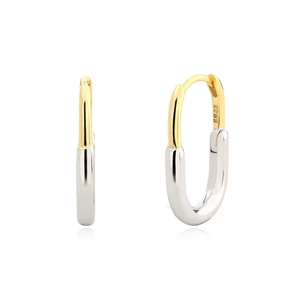 Orecchini A Cerchio In Argento Sterling 925 Bicolore Oro E Argento A Forma Di U Geometrici Minimalisti Gioielli Da Donna