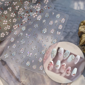 Stereo relief nail stickers featuring vintage golden floral and berry designs model 5327