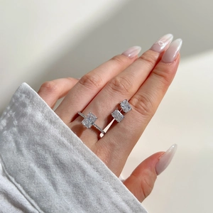 Parure de bijoux en argent S925 avec pierres en zircone cubique à coupe radiante