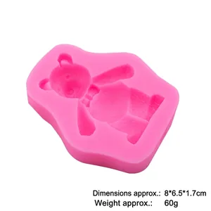 Cute pink teddy bear face silicone mold for DIY soap and chocolate making, 8x6.5x1.7cm