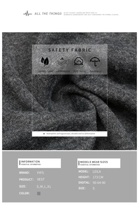 Detailed fabric texture and size chart for women's dark grey knitted knot tank top