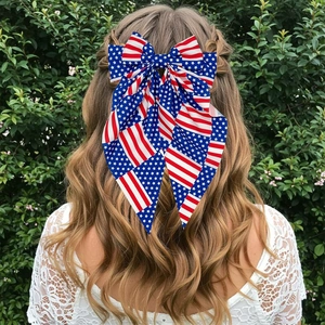 American flag hair bow spring clip for Independence Day party hair accessories