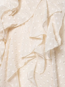 Detailansicht aus nächster Nähe von Chiffonstoff mit Swiss Dot und Rüschenschichten
