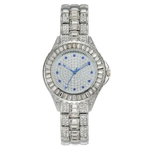 Luxury Full Rhinestone Women Watch Fashion Alloy Metal Band Quartz Wristwatch Silver Gold Two-tone Shiny Dress Watch For Ladies