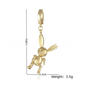 Artistic gold-plated rabbit pendant measuring 4.8cm with intricate rib cage patterns