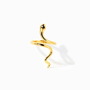 Minimalist gold S925 sterling silver snake-shaped adjustable open ring for women