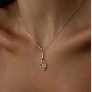 Tennis Racket Badminton Pendant Necklace Copper Alloy With Zirconia And Faux Artificial Pearl Sporty Fashion Jewelry For Women Men