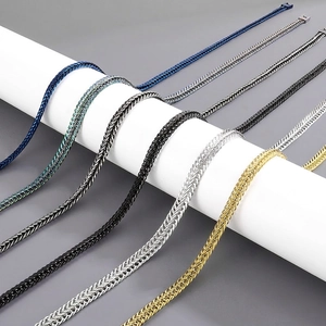 Men Foxtail Chain Necklace Titanium Steel Heavy Woven Wheat Link Polished Fashion Jewelry For Male
