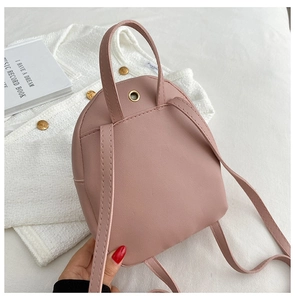 Pink PU leather mini backpack with rivet punk style and functional headphone hole