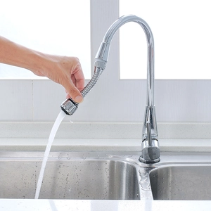 Universal flexible swivel faucet extender with splash-proof aerator for kitchen sinks