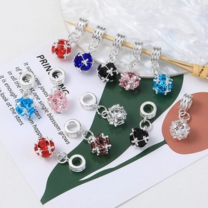 Colorful gemstone sphere pendant for DIY handmade jewelry with elegant silver metal finish
