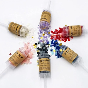Set of 6 eco-friendly colorful confetti push-pops in vibrant metallic and pastel shades