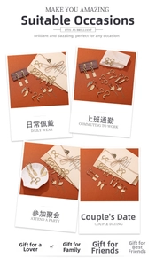 Detail of 18K gold plated stainless steel earring set with wings and star moon patterns