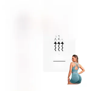 Détail de l'ensemble de yoga sans couture bleu poudré avec brassière et short liftant