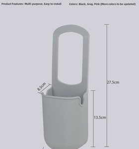 Silicone stroller cup holder dimensions 27.5x8.5cm showing easy hanging storage design