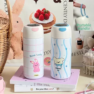 Mini gourde isotherme portable en acier 316 avec motifs mignons de lapin et d'ours
