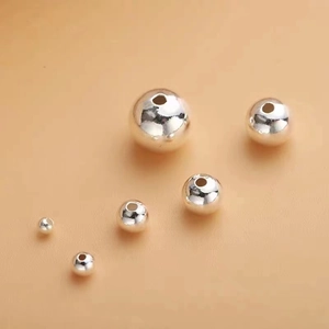 Polished S999 sterling silver round beads in multiple sizes for DIY jewelry making