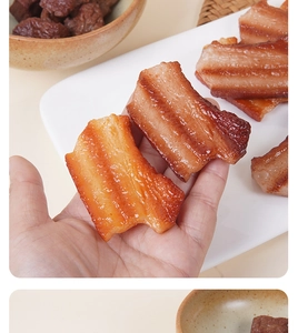 Detailed realistic PVC pork belly food model showing realistic glossy fat texture and color