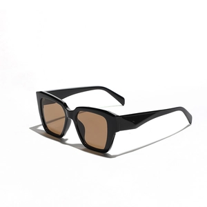 Fashionable oversized square black frame sunglasses with tinted brown lenses for adults