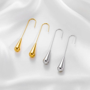 Orecchini A Gancio Goccia D'acqua Acciaio Inossidabile Placcato Oro 18K Lunghi Minimalista Stile Vintage Per Donna