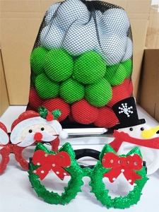 Detailed set of Christmas glasses and colorful snowballs for holiday party decorations