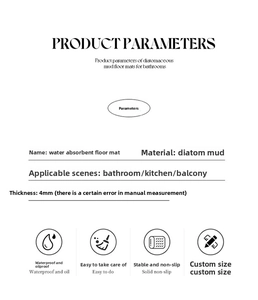 Detail specifications of 4mm absorbent diatomite bath mat with non-slip and waterproof features