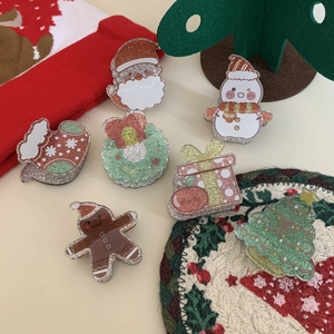 Süße Acryl Weihnachten Haarklammer Für Damen Kinder Glitzer Weihnachtsmann Schneemann Lebkuchenmann Tannenbaum Haarschmuck