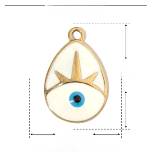 Detailed dimensions of the 20mm x 13mm stainless steel enamel evil eye pendant charm