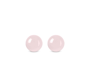 Close-up of elegant pink round pearls earrings with a lustrous polished finish