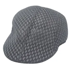 Classic grey mesh ivy cap for men featuring breathable hollow-out design and curved brim