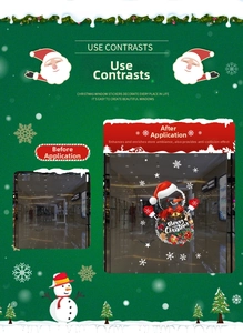 Détail des stickers de Noël statiques avec motifs du Père Noël et bonhomme de neige