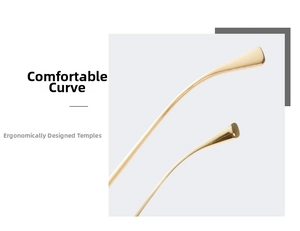 Close-up of ergonomic glossy gold metal temple tips for large frame sunglasses